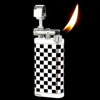Ægte Skrå SPUNK Cigaret, Cigar Rør Gas Lighter med Tobak Rør Manipulere Personlighed Metal Retro Rocker Arm Lettere Gave