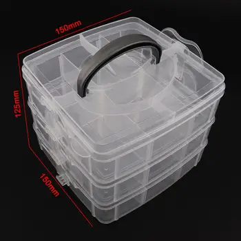 Tre-lags 18 Gitter PP Plast Lille Transportabel Aftagelig Opbevaring Hold-alle Kasse til Værktøj / Home 5861