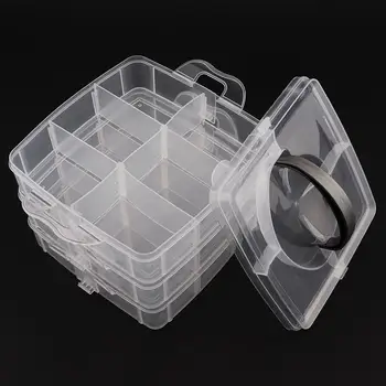 Tre-lags 18 Gitter PP Plast Lille Transportabel Aftagelig Opbevaring Hold-alle Kasse til Værktøj / Home