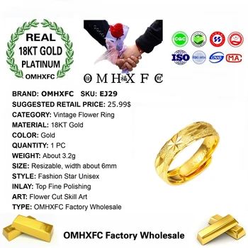 OMHXFC Engros Europæiske Mode Hot Smykker, Unisex Fest, Fødselsdag, Bryllup Gave Vintage Blomst Resizable 18KT Guld Ring EJ29