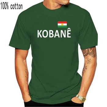 Kobane T-Shirt - Print Tekst Kurdistan Flag - S til 3XL - Sort - Kobani