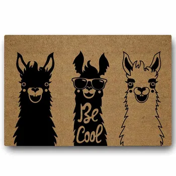 Sjov Dørmåtte indgangsdøren Mat gulvmåtte Alpaca Cool Lama | Standard Udendørs Velkommen Mat | Indendørs Dekorative Badeværelse og Offi 59758