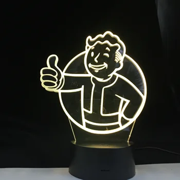 Spillet Fallout Shelter Farver Skiftende Nightlight Gave til Børnene Barnets Soveværelse Dekoration bordlampe 3d Led Nat Lys Sengen 6