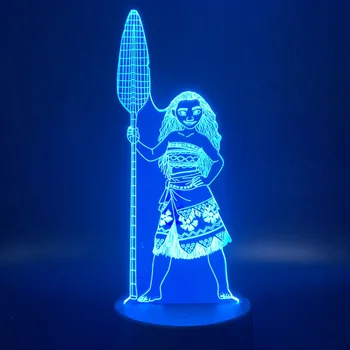 Anime Moana LED Nat Lys RGB Justere Lysstyrke Nightlight Lampe til Fest Home Decor Miniaturer Xmas Gaver Ocean Romantik