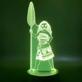 Anime Moana LED Nat Lys RGB Justere Lysstyrke Nightlight Lampe til Fest Home Decor Miniaturer Xmas Gaver Ocean Romantik