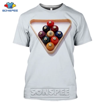 Billard Pool Tabel kortærmet T-shirt 3D-Print Underholdning t-shirt Unisex Sommeren Afslappet kortærmet Skjorte Hip Hop Fitness Tøj