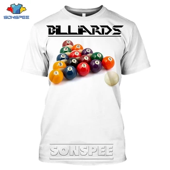 Billard Pool Tabel kortærmet T-shirt 3D-Print Underholdning t-shirt Unisex Sommeren Afslappet kortærmet Skjorte Hip Hop Fitness Tøj