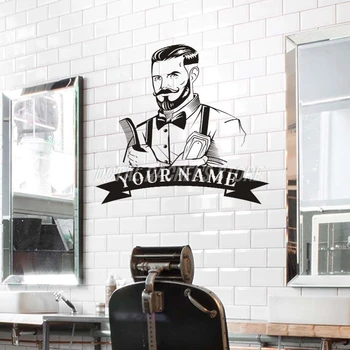 Charmerende Frisør Redskaber Home Decor Skønhedssalon Barbershop DIY vægoverføringsbillede Dekoration Flytbare Vinyl Væg Kunst Klistermærker