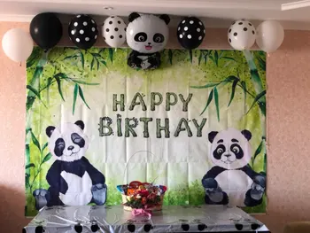 Neoback Panda tema baggrund for fotografering happy birthday party dekoration banner safari, jungle baggrund for foto 462 60696