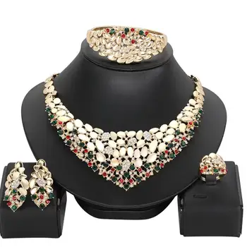 Dubai guld-farve Luksus Smykke Sæt Mærke Brude nigerianske smykker sæt til kvinder Mode Afrikanske Perler Smykke Sæt design 608