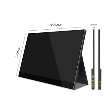 4K Bærbar Skærm, 3840 x2160 Ultra Slim IPS LCD-Skærm Med HDMI Type C, værdiboks til Bærbar Computer, PS4-Spil Spiller