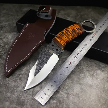 High carbon stål kniv advanced sort træ-håndtag jagt fast kniv udendørs camping taktik praktisk redskab til overlevelse kniv