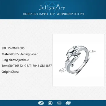 Jellystory Luksus Ring s925 Sterling Sølv Smykker til Kvinder Delfin Formede Åbne Ringe, Bryllup, Engagement Party Gave Engros
