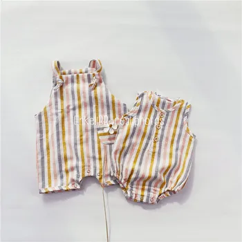 EnkeliBB Sengetøj Baby Tøj Sommeren Brand Design Baby Drenge Rainbow Romper Bror, Søster Matchende Tøj Ærmeløs Blaysuit