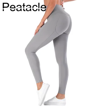 Peatacle Nude Sport Fitness Bukser Kvinder, Høj Talje Slank Yoga Kører Bukser Mave Kontrol Workout Fitness Leggings 2020 Sexet 61905