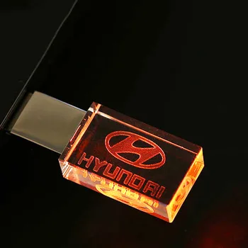 Moderne Hyundai krystal + metal USB-flash-drev pendrive, 4GB, 8GB, 16GB, 32GB, 64GB 128GB Ekstern Storage memory stick u disk 6275