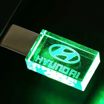 Moderne Hyundai krystal + metal USB-flash-drev pendrive, 4GB, 8GB, 16GB, 32GB, 64GB 128GB Ekstern Storage memory stick u disk
