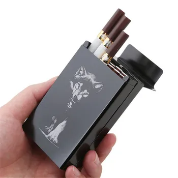 Black Wolf Metal Cigaret Kasser Personlig Ultra Tynd Automatisk Tobak Cigaret Holder Opbevaring Tilfælde, Lomme-sag Gaver