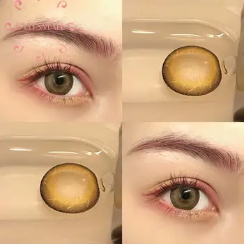 Easysmall grå naturlige 14,5 mm store smukke Eleven Kontaktlinser Roterende mønster for Øjnene Grad 2pcs/par Recept nærsynethed