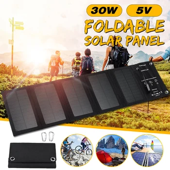 5V 30W Sammenklappelig solpanel Oplader Solar Power Bank Til Mobiltelefon, Camping Udendørs