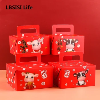 LBSISI Liv 4 Style Mix Protable Røde felt Slik Bagning Leverancer Part Fejre Fordel 14.5x14.5x8cm 2021 nytår Dekoration