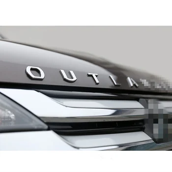 For Mitsubishi Outlander ABS Chrome Bil 3D Bogstaver Hætte Logo logo Badge bil klistermærke Til Outlander Ordlyd Brev tilbehør 6350