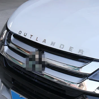 For Mitsubishi Outlander ABS Chrome Bil 3D Bogstaver Hætte Logo logo Badge bil klistermærke Til Outlander Ordlyd Brev tilbehør
