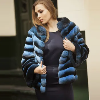 2020 Mode Rigtig Chinchilla Farve Rex Kanin Pels Frakke Med Hætte Til Kvinder Vinter Outwear, Varm, Ægte Pels Jakker Naturlige
