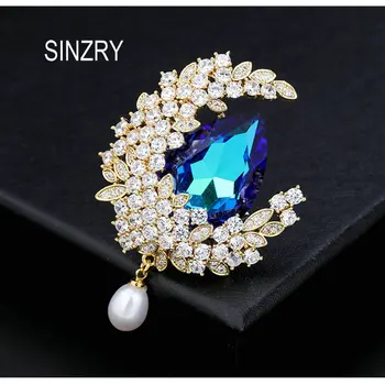 SINZRY smukke kreative cubic zirconia ferskvands perle brude elegante brocher pin-dame kjole smykker tilbehør