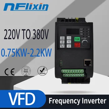 Konvertere 220v enkelt fase input til 380v tre faset udgangsspænding 0,75 kw 1HP VFD Variabel Frekvens Inverter-Drev