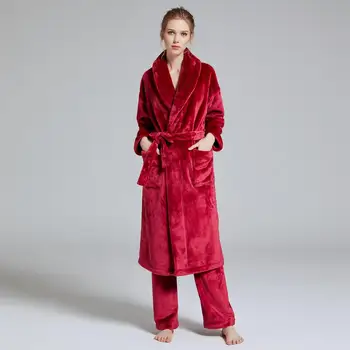 Mænd og Kvinder Vinteren Pyjamas, der Passer Sætter Natkjole Badeværelse med Lange Bukser Loungewear Sæt