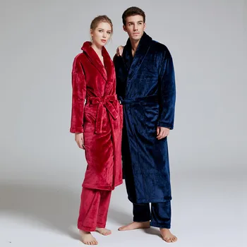Mænd og Kvinder Vinteren Pyjamas, der Passer Sætter Natkjole Badeværelse med Lange Bukser Loungewear Sæt