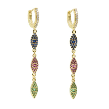 2020 nye mode kvindelige smykker, farverige onde øje charme lang dingle drop ørering heldig tyrkisk smykker