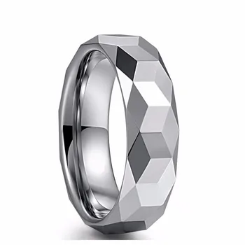 Sølv Farve Rhombus Vielsesringe Kærlighed Løfte Wolfram Stål Ringe Alliance Bryllup Band