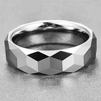 Sølv Farve Rhombus Vielsesringe Kærlighed Løfte Wolfram Stål Ringe Alliance Bryllup Band