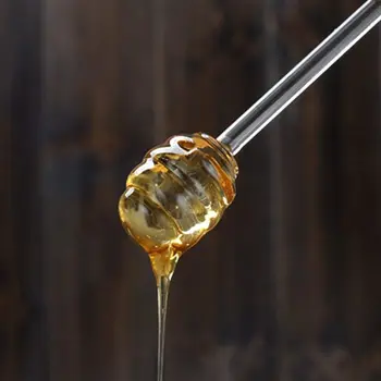Gennemsigtig glas honning krukke med låg Krukke Honning med Dipper, Klar, 9 Ounce