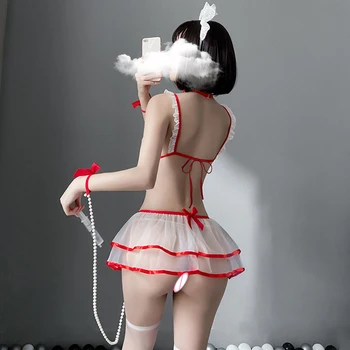 Sexet 7 Stk Sygeplejerske Cosplay Kostumer Til Kvinder, Transparent Chiffon Med MiniSkirt Anime Porno Uniform Fristelsen Prostitueret Nye Outfit