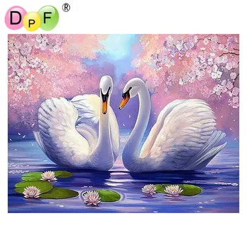 DPF 5D DIY Diamant maleri cherry swan diamant Broderi Mosaik Fuld firkantet Rhinestone cross stitch Home Decor maleri