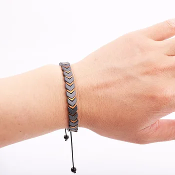 2020 Nye Design Mænds Smykker Gave Armbånd Med Hematite Perler, Håndlavet Macrame Armbånd Til Mænd