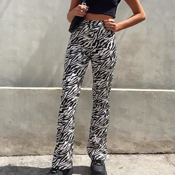 Vangull Zebra Mønster Udskrivning Bukser Kvinder Efteråret Nye Straight Høj Talje Mode Afslappet Harajuku Streetwear Damer Ins Bukser