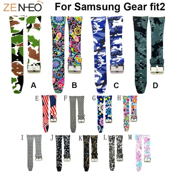 Farverige Print armbånd Silikone Rem Til Samsung Gear Fit2 Se Bands armbånd stropper til Samsung Gear Fit 2 Watchbands