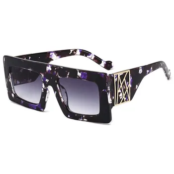 Overdimensionerede Solbriller Kvinder Brede Side Frame-Pladsen Leopard Brudt Blomst Sol Briller Mænd Kvinder Vintage Gradient Linse UV400
