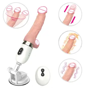 Silikone Realistisk Dildo Vibrator Fjernbetjening Penis Varme Teleskopisk Vibrerende Simulering Glans Voksne Sexlegetøj Til Kvinde
