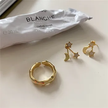 RUIYI Ægte 925 Sterling Sølv, Kvinder Mode Udsøgt Bambus Fælles Smarte Ringe Piger Minimalistisk Massivt Sølv 18K Guld Niche Ring