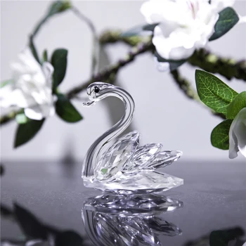 H&D Funklende Krystal Swan Statue Souvenir-Samling Gave Håndværk Hjem Desktop Brevpresser Dekoration Wedding Favor