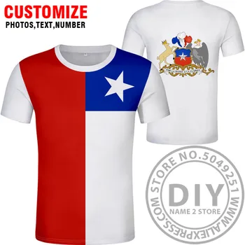 CHILE T-Shirt med Navn, Antal Chl T-shirt Foto Tøj Print Diy Gratis skræddersyet Nation Flag, Cl, Chilensk spansk Sort Grå Jersey