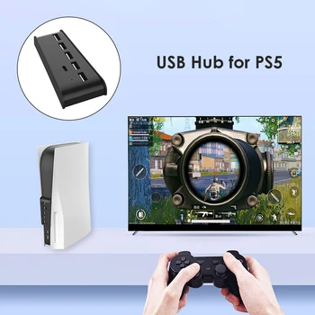 6-i-1 USB-Hub med 5 USB A + 1 USB-C-Porte til Sony PS5 Playstation 5 Digitale Udgave spillekonsol Tilbehør