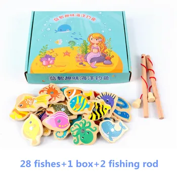 Udendørs Indendørs Funny Fiskeri Toy Børnene Spille Spil, Træ-Fisk Legetøj Montessori Magnetiske Fiskeri Toy Havet Dyr Læring Legetøj