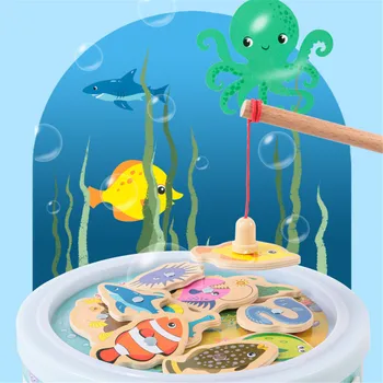 Udendørs Indendørs Funny Fiskeri Toy Børnene Spille Spil, Træ-Fisk Legetøj Montessori Magnetiske Fiskeri Toy Havet Dyr Læring Legetøj