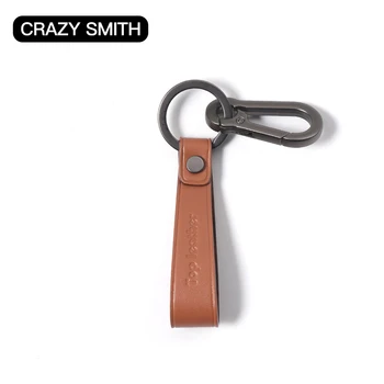 Crazy Smith Ægte Koskind Læder Top Vintage Nøglering Unisex Fashion Simpel Nøglering Høj Kvalitet Mænd Talje Ornament 6740